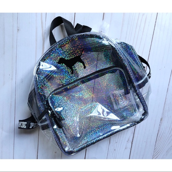 victoria secret pink clear mini backpack